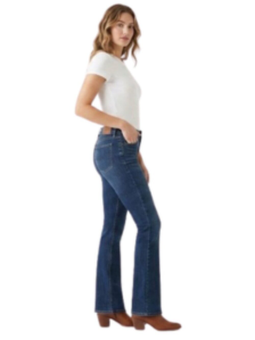 Lucky Brand Mid Rise Bootcut Jeans Dark Wash Blue Denim, Classic, Stretch, 14/32